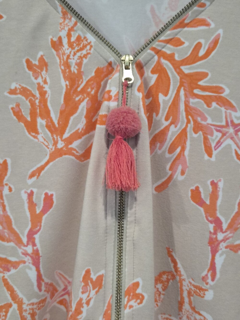 Belle by Kim Gravel Primabelle Coral Reef Tassel Half Zip Top 1X - Picture 4 of 6